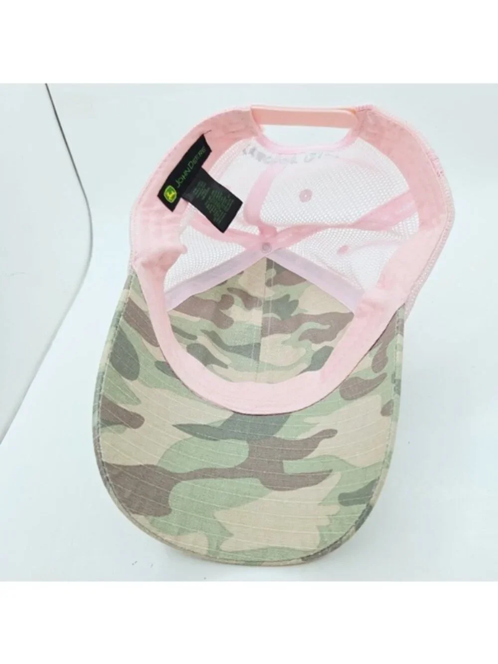 John Deere Camo & Pink Snap Back Trucker Hat Baseball Cap One Size Fits Most